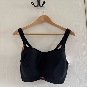 Panache Sport Bra 40 F Black Underwire High Impact NWT Full Bust